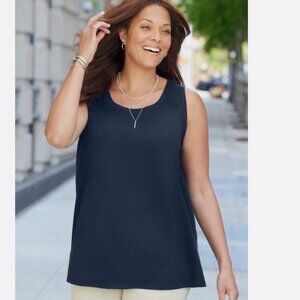 Catherines Women's Navy Blue 2X (22/24W) Nautical Stretchy PLUS Sleeveless Tank